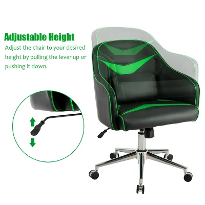 Costway Office Chair Task Desk Swivel Adjustable Height W/ Massage Lumbar Support BlueGreen - Image 8