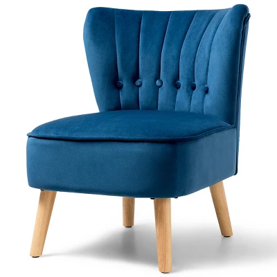Costway Armless Accent Chair Tufted Velvet Leisure Chair Single Sofa Upholstered BlueGreenPink - Image 7