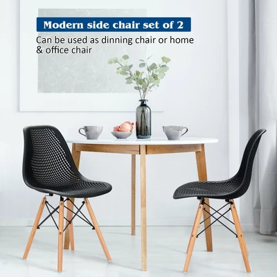 Costway 2PCS Modern DSW Dining Chair Office Home W/ Mesh Design Wooden Legs - Image 4