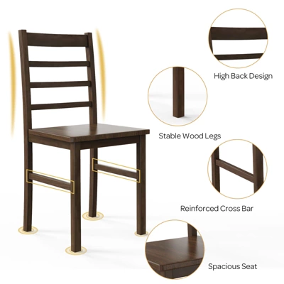 Costway Dining Chair Set Of 4 Modern Kitchen Wood Chairs W/ Solid Rubber Wood Structure - Image 7