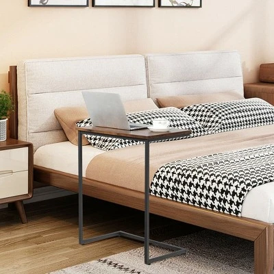 Costway C-shaped End Side Coffee Tray Sofa Table Laptop TV Snack Stand W/ Metal Frame - Image 3