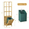 Costway Bathroom Tilt-out Laundry Hamper Bamboo Tower Hamper W/3-Tier Shelves