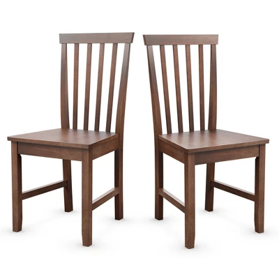 Costway Set Of 2 Dining Chair Brown Kitchen Spindle Back Side Chair With Solid Wooden Legs - Image 9