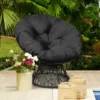 Costway Rattan Papasan Chair Ergonomic Chair 360-degree Swivel Soft Cushion Garden Red BlackGreen