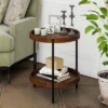 Costway 2-tier Round Side End Table Storage Shelf Rubber Wood Accent Nightstand