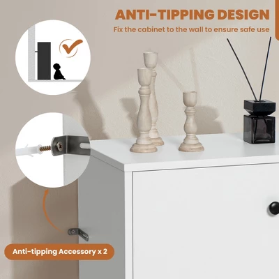 Costway Kitchen Storage Cabinet 2 Drawer Sideboard Floor Cupboard With Adjustable Shelves - Image 6