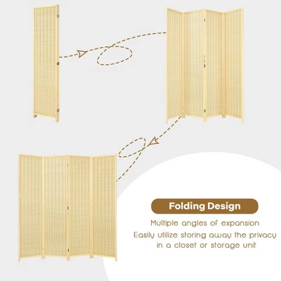 Costway 4 Panel Room Divider Screen Portable Folding 6 Ft Partition Screen - Image 9