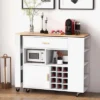 Costway Reversible Folding Kitchen Island Cart Utility Storage Trolley Wine Rack Shelves