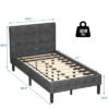 Costway Twin Upholstered Bed Frame Button Tufted Headboard Mattress Foundation