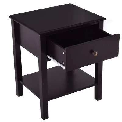 Costway 2 PCS Nightstand End Table Storage Display Furniture Drawer Shelf Beside - Image 4