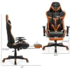 Costway Gaming Chair Reclining Racing Chair With Massage Lumbar Support &Footrest Orange