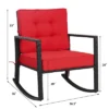 Costway Patio Rattan Rocker Chair Outdoor Glider Wicker Rocking Chair Cushion Lawn Red