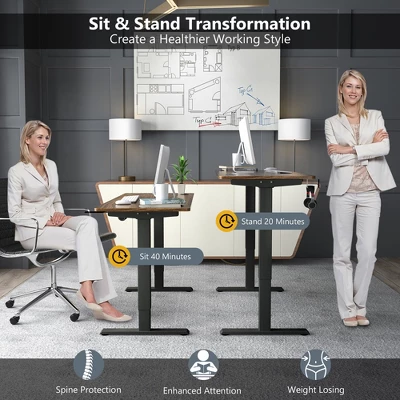 Costway Industrial Electric Adjustable Standing Up Desk Dual Motor W/ Controller - Image 6