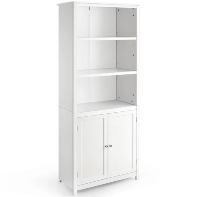 Costway Bookcase Shelving Storage Wooden Cabinet Unit Standing Display Bookcase W/Doors - Image 9