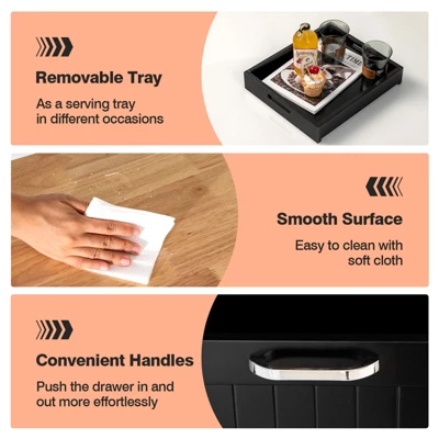 Costway Rolling Kitchen Island Utility Storage Cart W/ 3 Storage Drawers & Shelves White/Black - Image 8