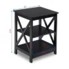 Costway 3-Tier Nightstand End Table Storage Display Shelf Living Room Furniture Black