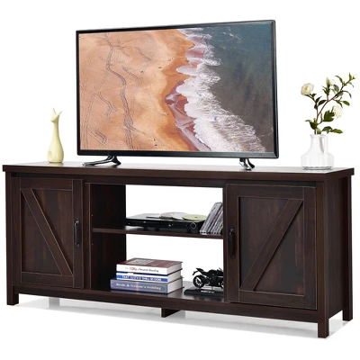Costway 59'' TV Stand Media Console Center W/ Storage Cabinet For 65'' TV NaturalBlackCoffee - Image 11