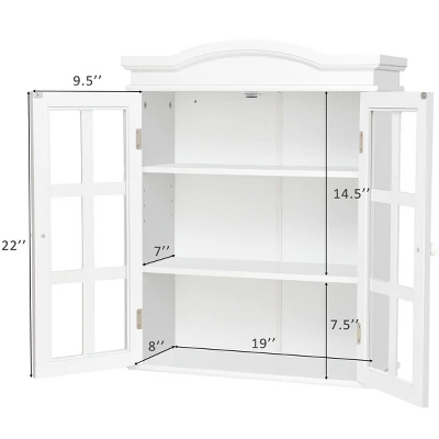 Wall-Mount Bathroom Storage Cabinet Medicine Organizer Double Doors Shelved New