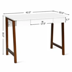 Costway Computer Desk Laptop PC Writing Table Makeup Vanity Table W/Drawer And Wood Legs