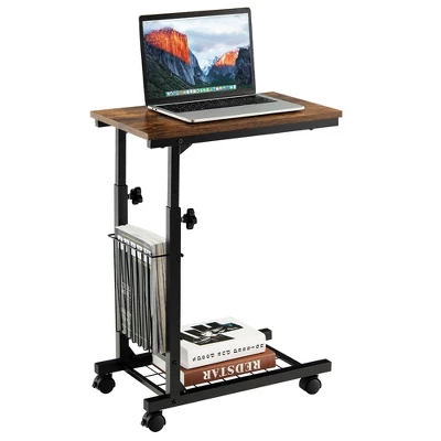 Costway C-shape Sofa End Side Table Compact Snack Table For Living Room Bedroom BlackBrown - Image 8