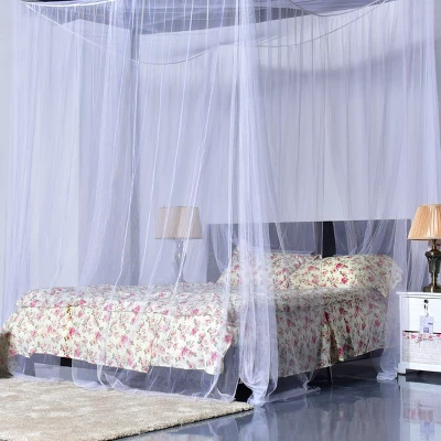 4 Corner Post Bed Canopy Mosquito Net Full Queen King Size Netting Bedding White - Image 2