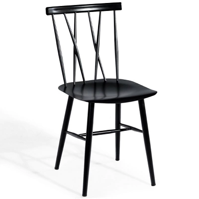 Costway Set Of 2 Dining Side Chairs Chairs Armless Cross Back Kitchen Bistro Caf - Image 8