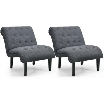 Costway Set Of 2 Armless Accent Chair Upholstered Tufted Lounge Chair - Image 11