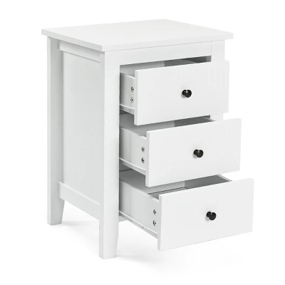 Nightstand End Beside Table Drawers Modern Storage Bedroom Furniture White - Image 9