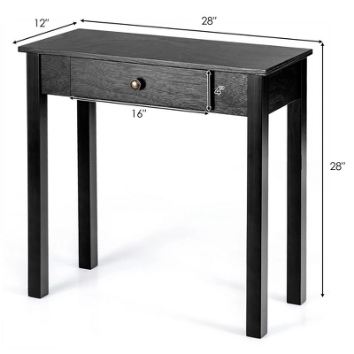 Costway Console Table With Drawer Entryway Hallway Accent Wooden Table Black