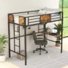 Costway Twin Size Metal Loft Bed With Desk Storage Shelf Ladder Space Saving Industrial
