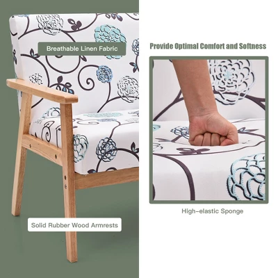 Costway Modern Fabric Loveseat Sofa Couch Upholstered 2-Seat Wood Armchair - Image 9