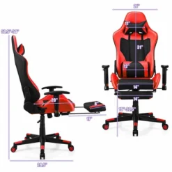 Costway Massage Gaming Chair Recliner Racing Chair W/ Massage Lumbar Support & Footrest