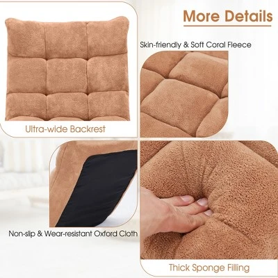 Costway Adjustable 14-Position Floor Chair Folding Lazy Gaming Sofa Chair Cushioned-Tan - Image 5