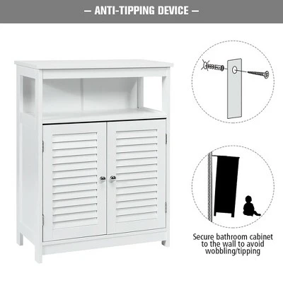 Costway Bathroom Wood Storage Cabinet W/ Double Shutter Door - Image 7