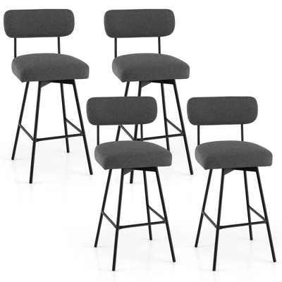 Costway Set Of 4 Swivel Bar Stools Bar Height Upholstered Kitchen Dining Chairs Gray/Beige - Image 10