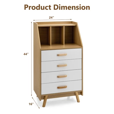 Costway 3-Cube Chest Of Drawers Storage Organizer 4-Drawer Dresser With Countertop - Image 2