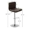 Costway Set Of 2 Bar Stools Adjustable PU Leather Swivel Kitchen Counter Bar Chair Brown