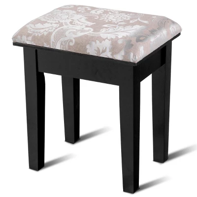 Costway Makeup Desk Vanity Dressing Table Square Stool 1 Large Black - Image 8
