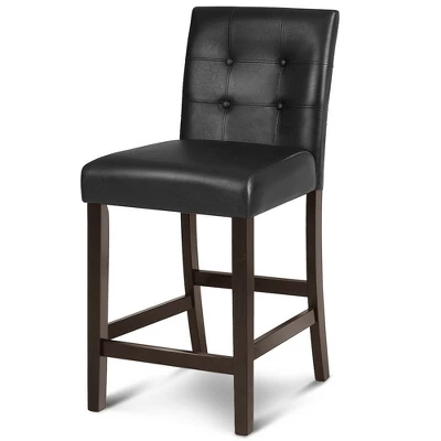 Costway Set Of 2 Bar Stools 25inch Counter Height Barstool Pub Chair Rubber Wood Black - Image 5