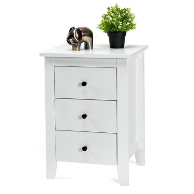2PCS Nightstand End Beside Table Drawers Modern Storage Bedroom Furniture White - Image 6