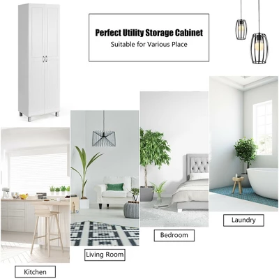 Costway 73.5''Double Door Tall Pantry Cabinet Freestanding Versatile Storage Organizer White - Image 7