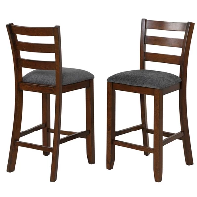 Costway Set Of 2 Barstools Counter Height Chairs W/Fabric Seat & Rubber Wood Legs - Image 4