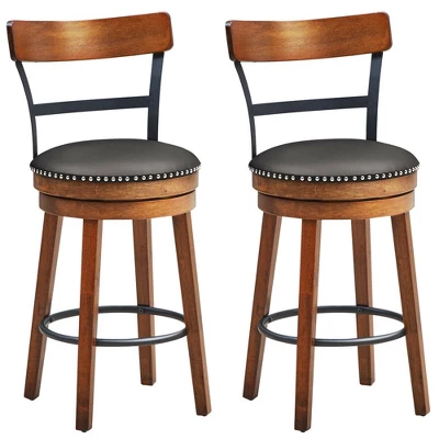 Costway Set Of 2/4 BarStool 25.5'' Swivel Counter Height Dining Chair With Rubber Wood Legs - Image 11