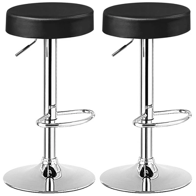 Costway Set Of 2 Round Bar Stool Adjustable Swivel Pub Chair W/ Footrest WhiteRedBlack - Image 12