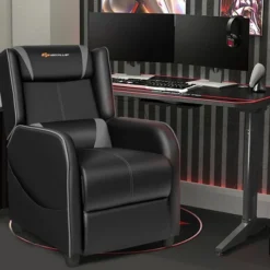 Costway Massage Gaming Recliner Chair Single Living Room Sofa Home Theater Seat PurpleGray