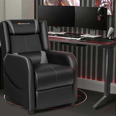 Costway Massage Gaming Recliner Chair Single Living Room Sofa Home Theater Seat PurpleGray