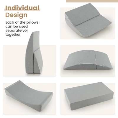 Costway 4-in-1 Convertible Folding Sofa Bed Floor Futon Sleeper Couch Chair Single Grey - Image 8