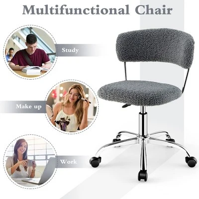 Costway Computer Desk Chair Adjustable Faux Fur Office Chair Swivel Vanity Chair - Image 4
