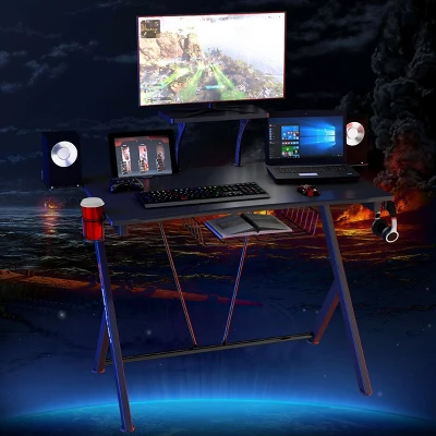 Costway Gaming Desk Computer Desk PC Table Workstation With Headphone Hook & Cup Holder - Image 3
