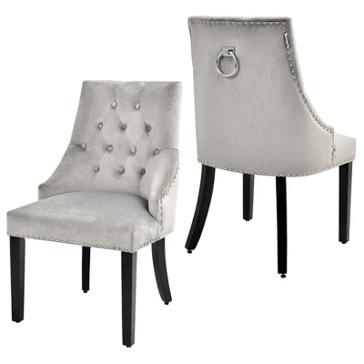 Costway Set Of 2 Button-Tufted Dining Chair Upholstered Armless Side Chair - Image 10
